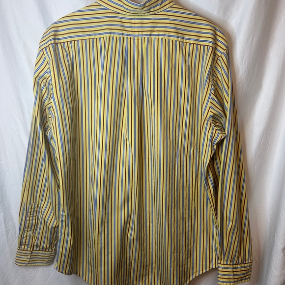 Men's RALPH LAUREN Yellow Blue Red Striped Shirt Size Large - Picture 2 of 6